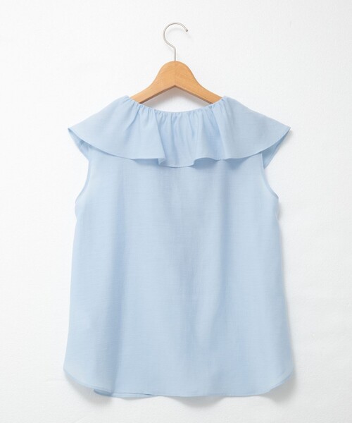 NOLLEY’S Sophi（ノーリーズソフィ）の「シアーラッフルノースリーブブラウス（シャツ/ブラウス・レディース・ブラック/オフホワイト/サックスブルー・38/36）」の9枚目の写真