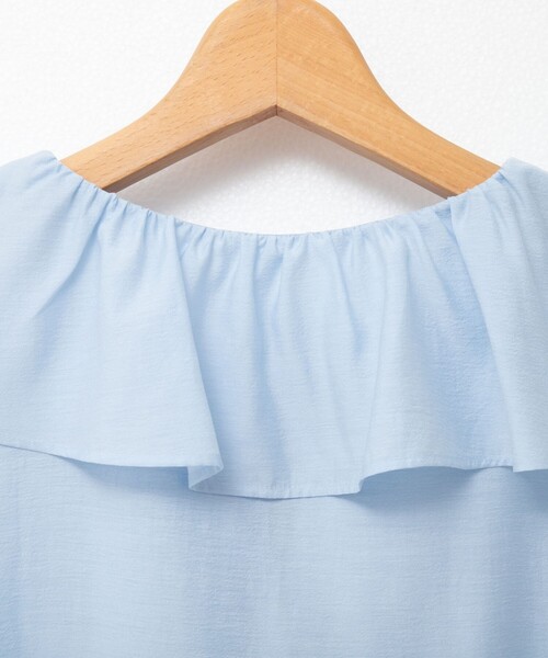 NOLLEY’S Sophi（ノーリーズソフィ）の「シアーラッフルノースリーブブラウス（シャツ/ブラウス・レディース・ブラック/オフホワイト/サックスブルー・38/36）」の7枚目の写真