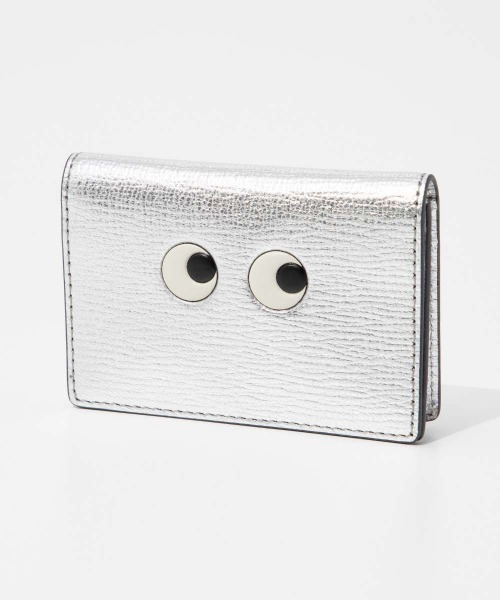 ANYA HINDMARCH(アニヤハインドマーチ)の「ANYA HINDMARCH Business Card Case Eyes in Metallic Capra アニヤハインドマーチ ピーピング アイズ カードケース(カードケース・レディース・シルバー・FREE)」の1枚目の写真