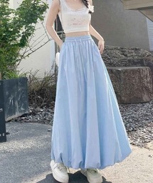 軽やかなボリュームが可愛い。マキシ丈バルーンが夏の雰囲気にぴったりなイージーケア立体スカート。