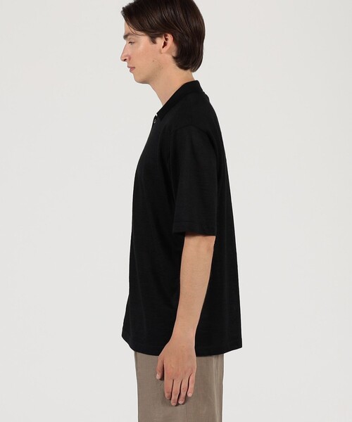 TOMORROWLAND （トゥモローランド）の「ラミー ハーフスリーブ ニットシャツ（ニット/セーター・メンズ・ダークグリーン/ベージュ/ブラック・M/S）」の4枚目の写真