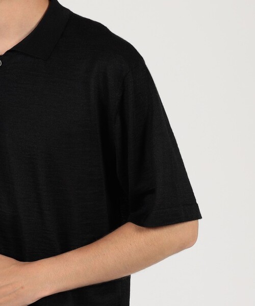 TOMORROWLAND （トゥモローランド）の「ラミー ハーフスリーブ ニットシャツ（ニット/セーター・メンズ・ダークグリーン/ベージュ/ブラック・M/S）」の9枚目の写真