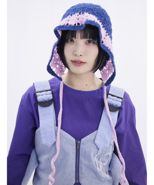 L.H.P（エルエイチピー）の「neuron/ニュウロン/フラワーフード帽（ハット・レディース・ブラック/ネイビー・F）」の2枚目の写真