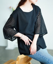 レース フレアスリーブ」に該当するTシャツ/カットソー