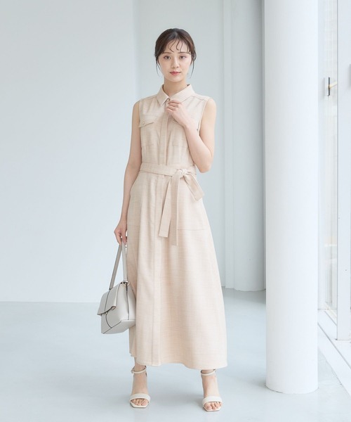 Andemiu(アンデミュウ)の「サファリシャツノースリーブワンピース577585(ワンピース・レディース・チャコールグレー/ブルー/ベージュ・FREE)」の5枚目の写真