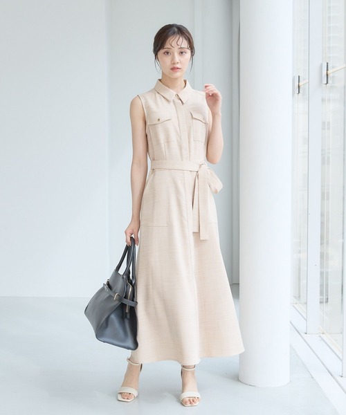 Andemiu(アンデミュウ)の「サファリシャツノースリーブワンピース577585(ワンピース・レディース・チャコールグレー/ブルー/ベージュ・FREE)」の6枚目の写真