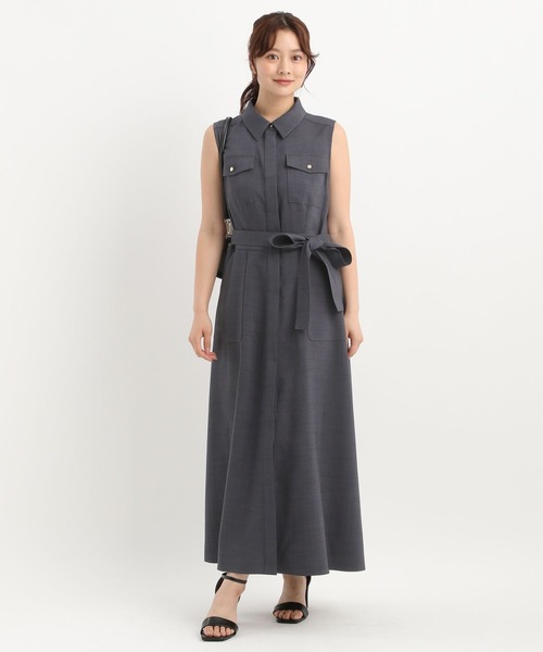 Andemiu(アンデミュウ)の「サファリシャツノースリーブワンピース577585(ワンピース・レディース・チャコールグレー/ブルー/ベージュ・FREE)」の9枚目の写真