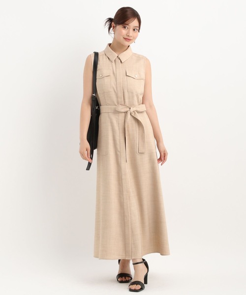 Andemiu(アンデミュウ)の「サファリシャツノースリーブワンピース577585(ワンピース・レディース・チャコールグレー/ブルー/ベージュ・FREE)」の10枚目の写真