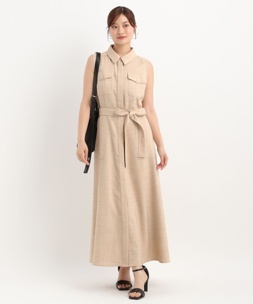 Andemiu(アンデミュウ)の「サファリシャツノースリーブワンピース577585(ワンピース・レディース・チャコールグレー/ブルー/ベージュ・FREE)」の11枚目の写真