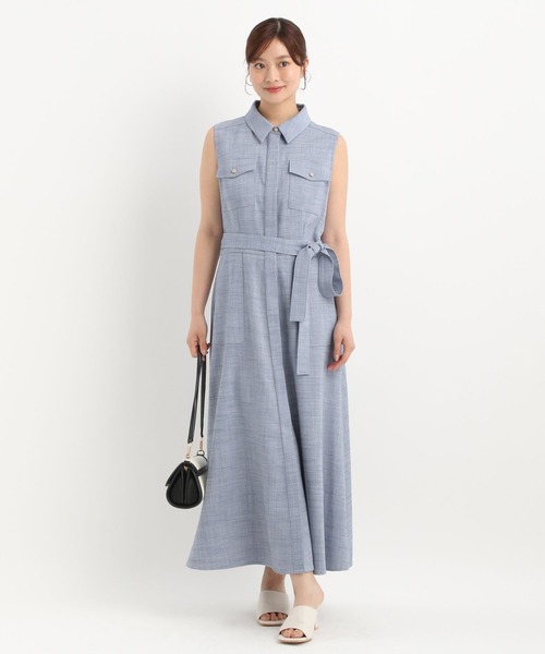 Andemiu(アンデミュウ)の「サファリシャツノースリーブワンピース577585(ワンピース・レディース・チャコールグレー/ブルー/ベージュ・FREE)」の12枚目の写真