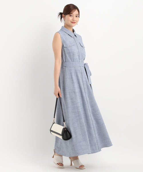 Andemiu(アンデミュウ)の「サファリシャツノースリーブワンピース577585(ワンピース・レディース・チャコールグレー/ブルー/ベージュ・FREE)」の13枚目の写真