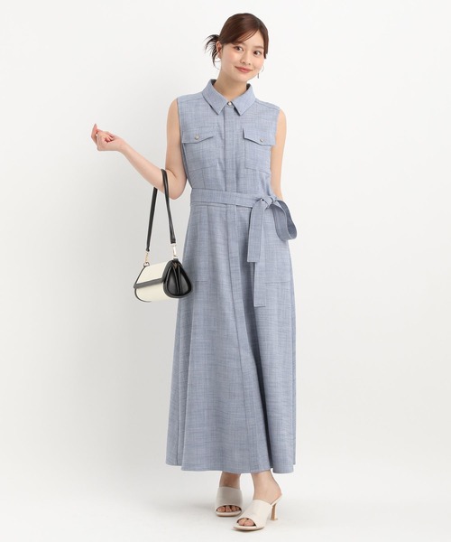 Andemiu(アンデミュウ)の「サファリシャツノースリーブワンピース577585(ワンピース・レディース・チャコールグレー/ブルー/ベージュ・FREE)」の14枚目の写真