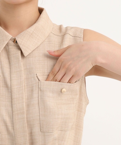 Andemiu(アンデミュウ)の「サファリシャツノースリーブワンピース577585(ワンピース・レディース・チャコールグレー/ブルー/ベージュ・FREE)」の21枚目の写真