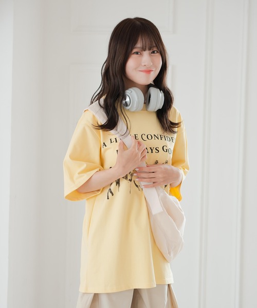krahe(クレーエ)の「オーバーサイズプリントTシャツ(Tシャツ/カットソー・レディース・イエロー/ホワイト・FREE)」の10枚目の写真