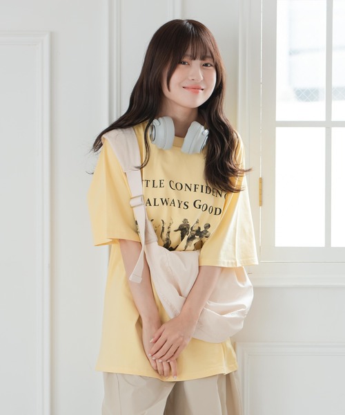 krahe(クレーエ)の「オーバーサイズプリントTシャツ(Tシャツ/カットソー・レディース・イエロー/ホワイト・FREE)」の12枚目の写真