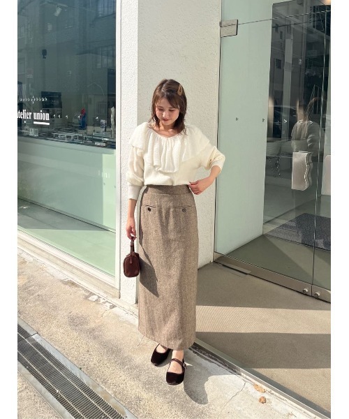 未使用　マテリア　ツイード　美ライン　スカート　セットアップ　３６/３８ 未使用 マテリア ツイード 美ライン スカート セットアップ 36/38