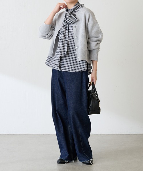 COLLAGE GALLARDAGALANTE（コラージュガリャルダガランテ）の「スウェットライクスキッパーカーディガン/WEB限定（カーディガン/ボレロ・レディース・チャコールグレー/ライトグレー/ネイビー/ブラック/ベージュ・FREE）」の7枚目の写真