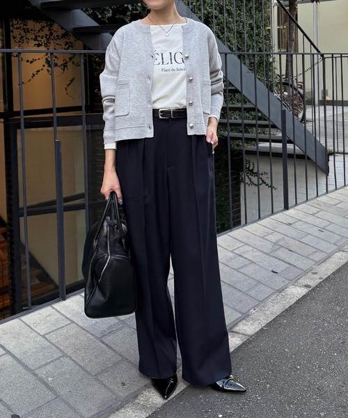 COLLAGE GALLARDAGALANTE（コラージュガリャルダガランテ）の「スウェットライクスキッパーカーディガン/WEB限定（カーディガン/ボレロ・レディース・チャコールグレー/ライトグレー/ネイビー/ブラック/ベージュ・FREE）」の16枚目の写真