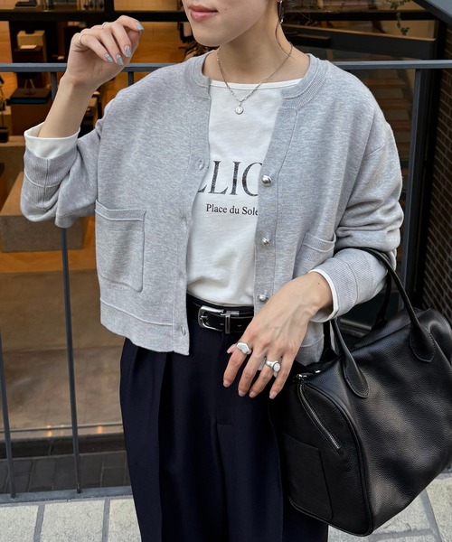 COLLAGE GALLARDAGALANTE（コラージュガリャルダガランテ）の「スウェットライクスキッパーカーディガン/WEB限定（カーディガン/ボレロ・レディース・チャコールグレー/ライトグレー/ネイビー/ブラック/ベージュ・FREE）」の17枚目の写真