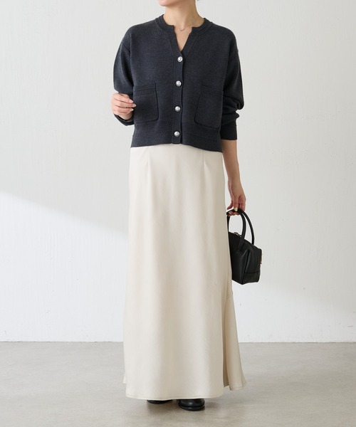 COLLAGE GALLARDAGALANTE（コラージュガリャルダガランテ）の「スウェットライクスキッパーカーディガン/WEB限定（カーディガン/ボレロ・レディース・チャコールグレー/ライトグレー/ネイビー/ブラック/ベージュ・FREE）」の20枚目の写真