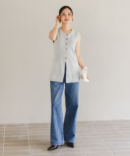NOBLE×L'AUBE BLANC】フロントボタンニットベスト（ベスト