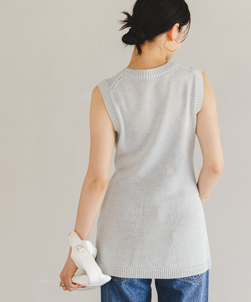【NOBLE×L’AUBE BLANC】フロントボタンニットベスト NOBLE×L'AUBE BLANC】フロントボタンニットベスト（ニット