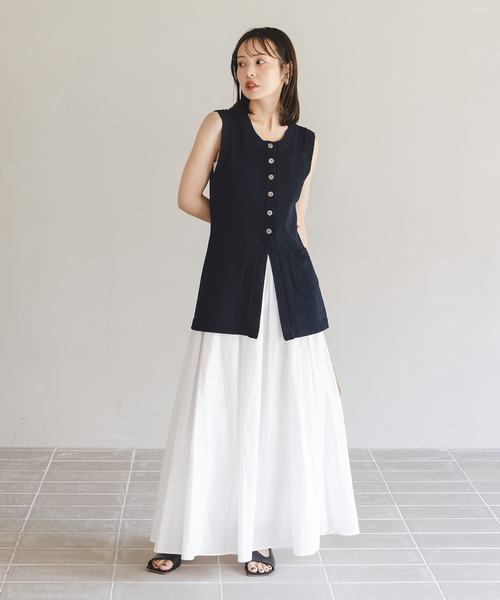 【NOBLE×L’AUBE BLANC】フロントボタンニットベスト　グレー NOBLE×L'AUBE BLANC】フロントボタンニットベスト（ニット