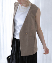 【洗える】ノーカラージレ