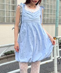 languageランゲージサックスブルー水色編み込みクロスボートネックワンピース languageランゲージサックスブルー水色編み込みクロスボート