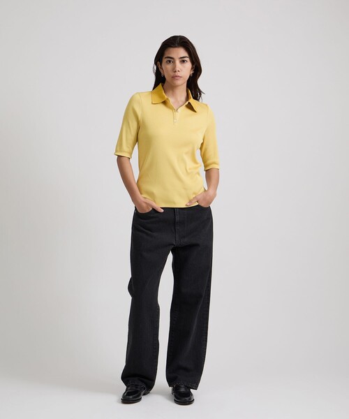 Saturdays NYC(サタデーズ ニューヨークシティ )の「Devin Rib Poloshirt(ポロシャツ・レディース・ブラック/イエロー/オフホワイト・S/M/L)」の9枚目の写真