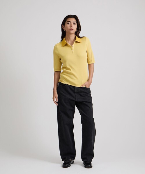 Saturdays NYC(サタデーズ ニューヨークシティ )の「Devin Rib Poloshirt(ポロシャツ・レディース・ブラック/イエロー/オフホワイト・S/M/L)」の10枚目の写真