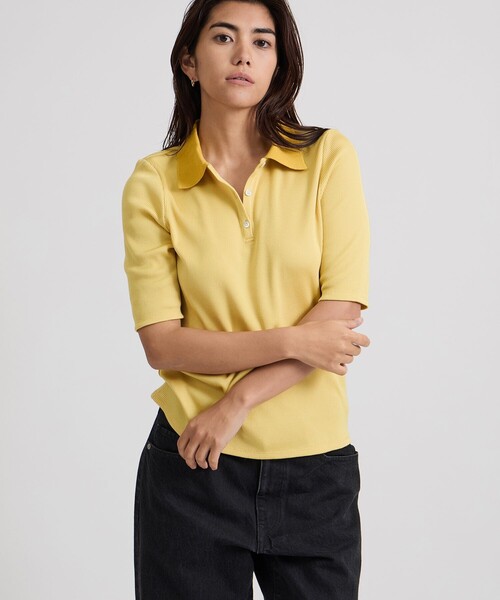 Saturdays NYC(サタデーズ ニューヨークシティ )の「Devin Rib Poloshirt(ポロシャツ・レディース・ブラック/イエロー/オフホワイト・S/M/L)」の5枚目の写真