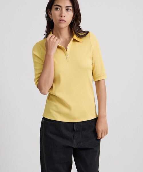 Saturdays NYC(サタデーズ ニューヨークシティ )の「Devin Rib Poloshirt(ポロシャツ・レディース・ブラック/イエロー/オフホワイト・S/M/L)」の3枚目の写真