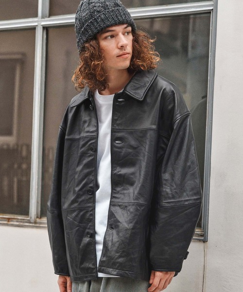 セール】mj10957-Oversized Re Product Leather Classical Jacket