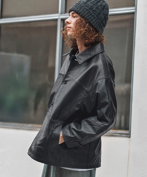 セール】mj10957-Oversized Re Product Leather Classical Jacket