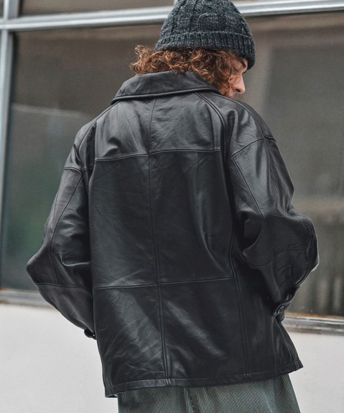 CAMBIO(カンビオ)の「mj10957-Oversized Re Product Leather Classical Jacket ジャケット(AI-252-007)(その他アウター・メンズ・ブラック・L/M/S)」の3枚目の写真