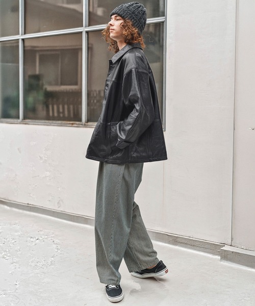 CAMBIO(カンビオ)の「mj10957-Oversized Re Product Leather Classical Jacket ジャケット(AI-252-007)(その他アウター・メンズ・ブラック・L/M/S)」の5枚目の写真