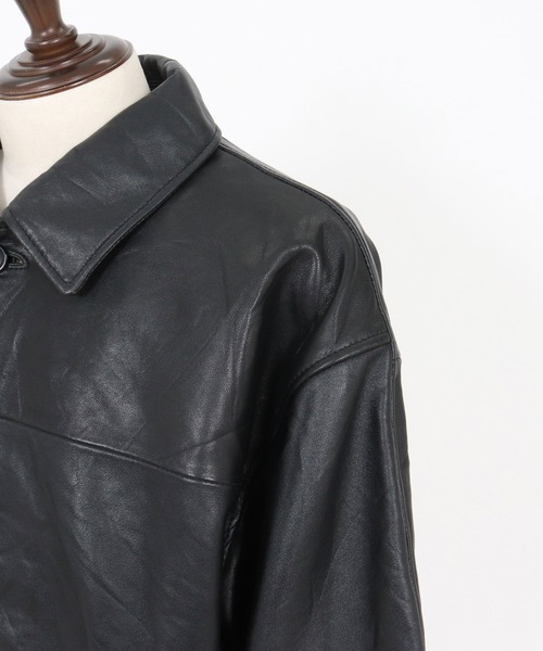 CAMBIO(カンビオ)の「mj10957-Oversized Re Product Leather Classical Jacket ジャケット(AI-252-007)(その他アウター・メンズ・ブラック・L/M/S)」の10枚目の写真