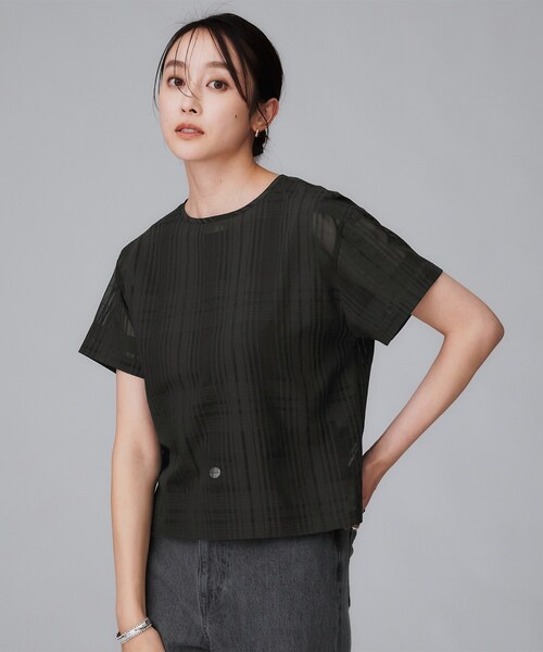 UNTITLED（アンタイトル）の「【セットアップ可/エレガント】シアーチェックTブラウス（シャツ/ブラウス・レディース・パープル系/チャコールグレー・48/44/04/03/02/01/00）」の10枚目の写真