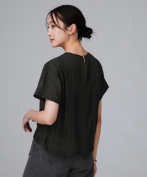 UNTITLED（アンタイトル）の「【セットアップ可/エレガント】シアーチェックTブラウス（シャツ/ブラウス・レディース・パープル系/チャコールグレー・48/44/04/03/02/01/00）」の11枚目の写真