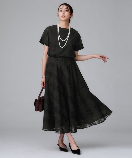 UNTITLED（アンタイトル）の「【セットアップ可/エレガント】シアーチェックTブラウス（シャツ/ブラウス・レディース・パープル系/チャコールグレー・48/44/04/03/02/01/00）」の13枚目の写真