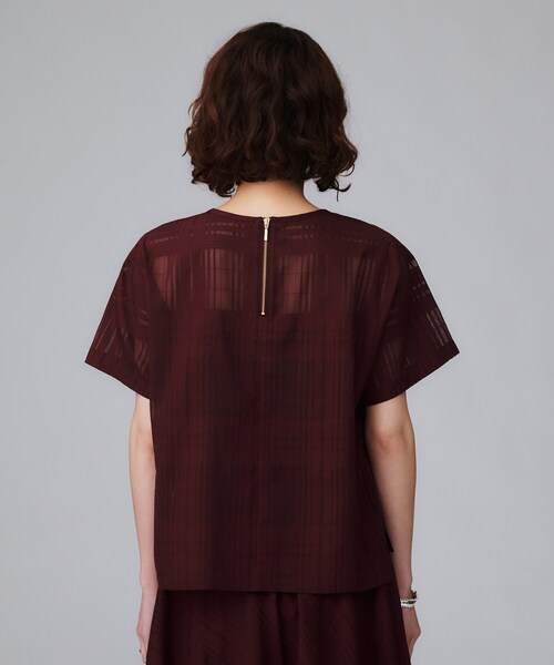 UNTITLED（アンタイトル）の「【セットアップ可/エレガント】シアーチェックTブラウス（シャツ/ブラウス・レディース・パープル系/チャコールグレー・48/44/04/03/02/01/00）」の4枚目の写真