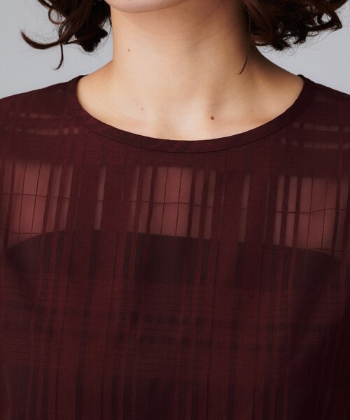 UNTITLED（アンタイトル）の「【セットアップ可/エレガント】シアーチェックTブラウス（シャツ/ブラウス・レディース・パープル系/チャコールグレー・48/44/04/03/02/01/00）」の5枚目の写真