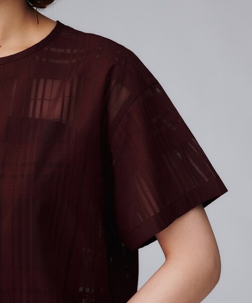 UNTITLED（アンタイトル）の「【セットアップ可/エレガント】シアーチェックTブラウス（シャツ/ブラウス・レディース・パープル系/チャコールグレー・48/44/04/03/02/01/00）」の7枚目の写真