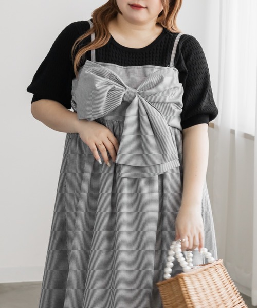 CLETTE(クレット)の「CLETTEオリジナルリボンディテールワンピース(ワンピース・レディース・チェック/ブラック/ブルー・4L/3L/LL)」の10枚目の写真