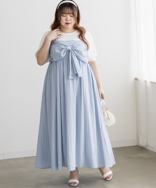 CLETTE(クレット)の「CLETTEオリジナルリボンディテールワンピース(ワンピース・レディース・チェック/ブラック/ブルー・4L/3L/LL)」の12枚目の写真