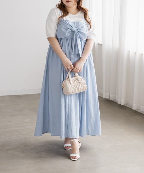 CLETTE(クレット)の「CLETTEオリジナルリボンディテールワンピース(ワンピース・レディース・チェック/ブラック/ブルー・4L/3L/LL)」の11枚目の写真