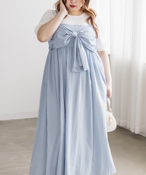CLETTE(クレット)の「CLETTEオリジナルリボンディテールワンピース(ワンピース・レディース・チェック/ブラック/ブルー・4L/3L/LL)」の14枚目の写真