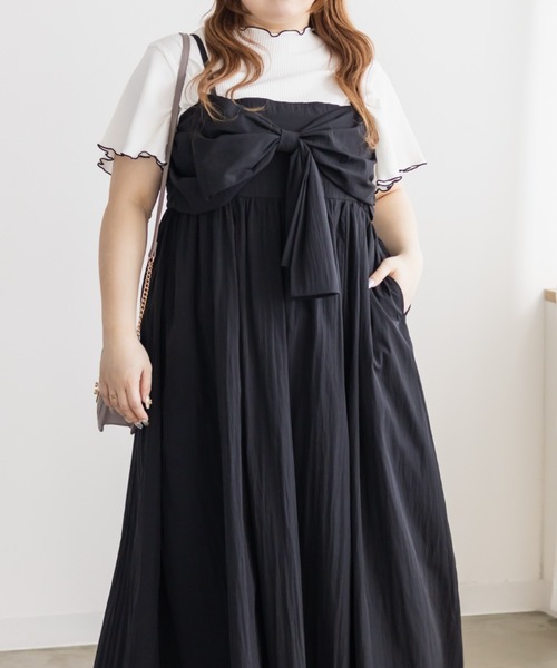CLETTE(クレット)の「CLETTEオリジナルリボンディテールワンピース(ワンピース・レディース・チェック/ブラック/ブルー・4L/3L/LL)」の5枚目の写真