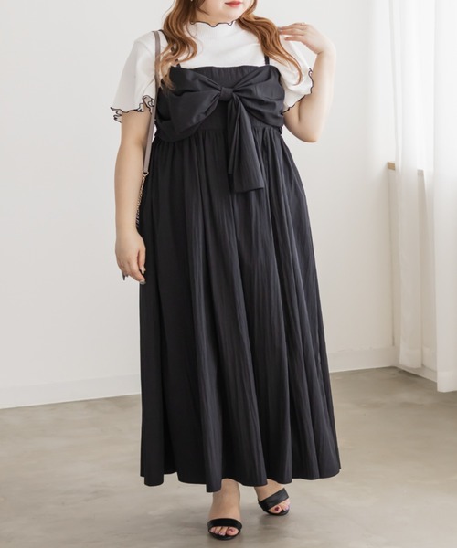 CLETTE(クレット)の「CLETTEオリジナルリボンディテールワンピース(ワンピース・レディース・チェック/ブラック/ブルー・4L/3L/LL)」の4枚目の写真